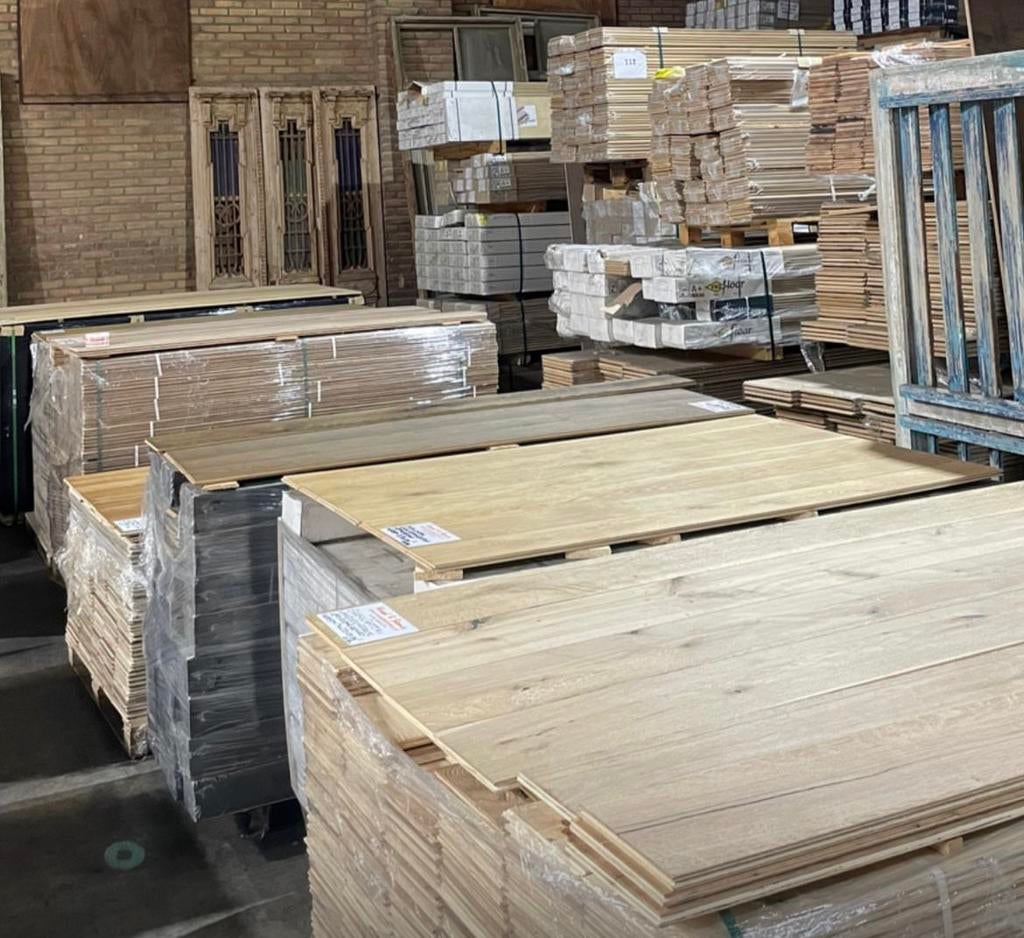 Eiken vloeren visgraat multiplank restpartijen parket, Parket, Nieuw, Ophalen of Verzenden, 10 tot 30 cm