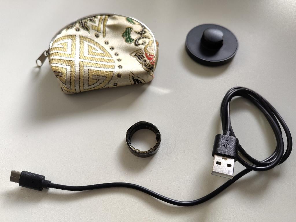 Oura ring gen 3 size 10 | Horizon Silver | lader en tasje, Gebruikt, Zwart, Ophalen of Verzenden, OURA