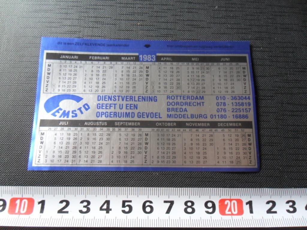 sticker kalender 1983 cemsto rotterdam dordrecht middelburg, Ophalen, Zo goed als nieuw