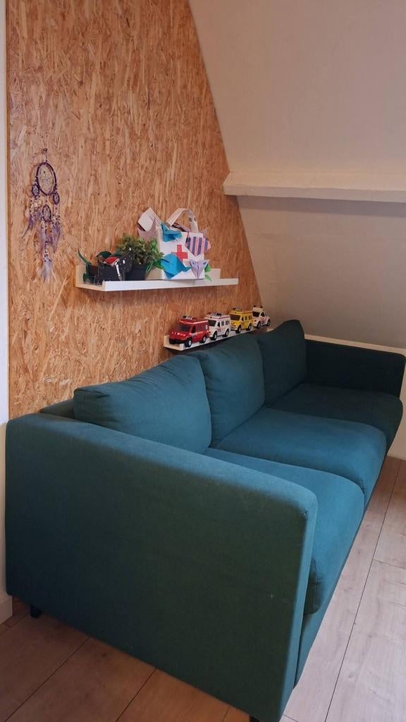 Groene Vimle bank, Gebruikt, 75 tot 100 cm, Ophalen of Verzenden, Rechte bank