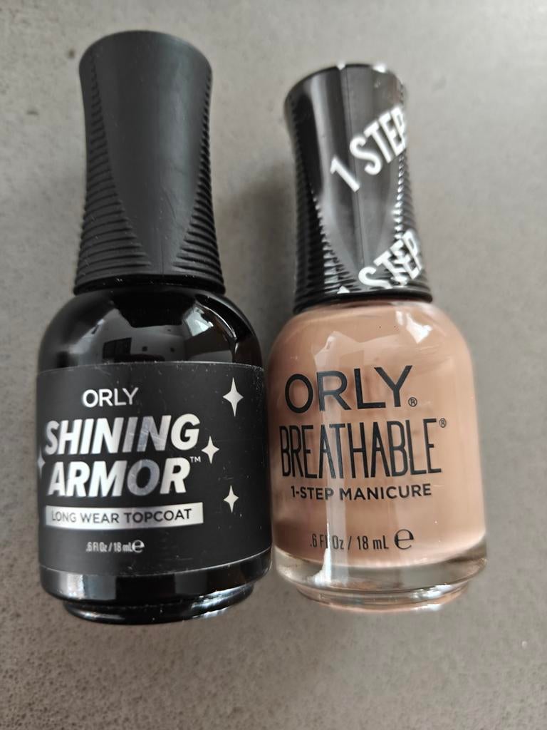 Orly Nagellak Set - Shining Armor & Breathable, Beige, Ophalen of Verzenden, Zo goed als nieuw, Handen en Nagels