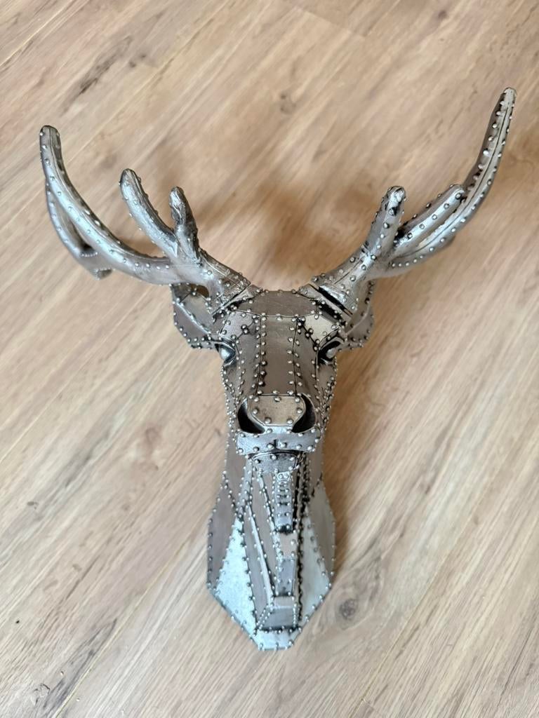 Wanddecoratie Decoratie Metaallook Hertenkop, Ophalen of Verzenden, Zo goed als nieuw