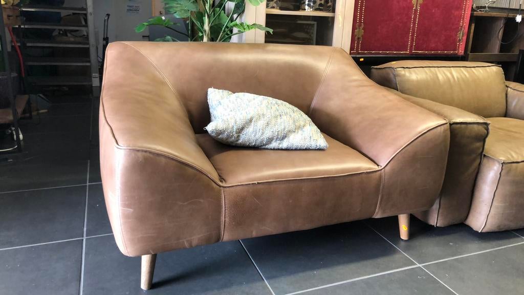 Timothy Oulton Faiteuil - cognac kleur leder, Huis en Inrichting, Banken | Sofa's en Chaises Longues, Nieuw, Eenpersoons, Minder dan 150 cm