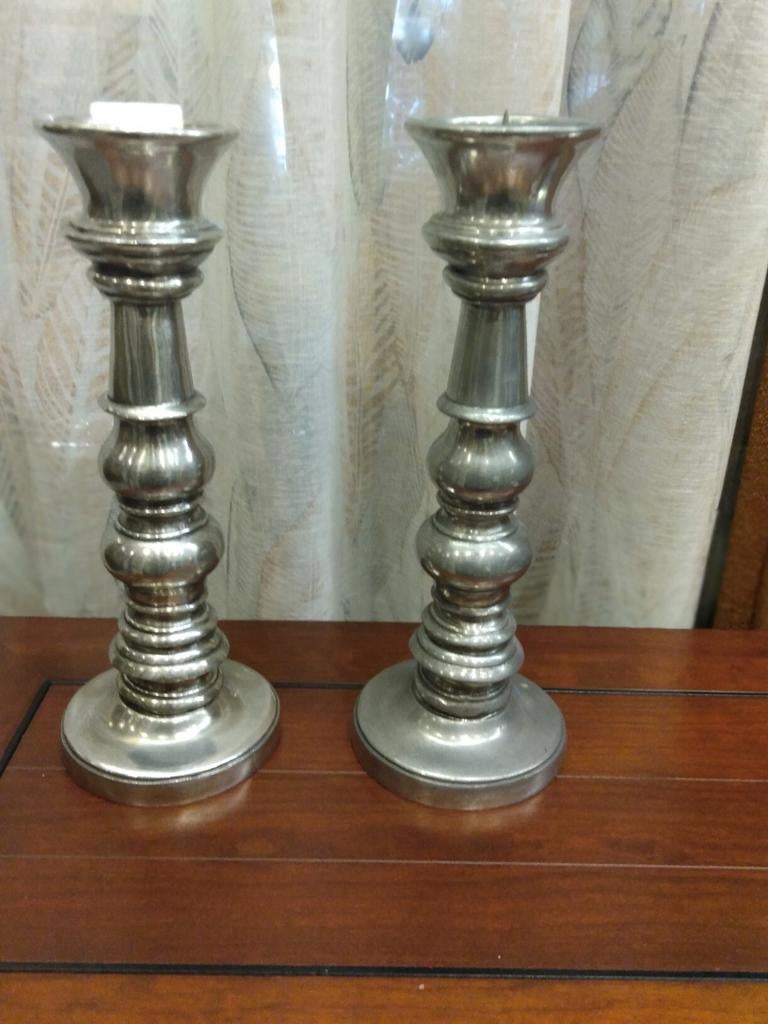 Kandelaars zilvertin, Antiek en Kunst, Ophalen of Verzenden, Keramiek of Aardewerk