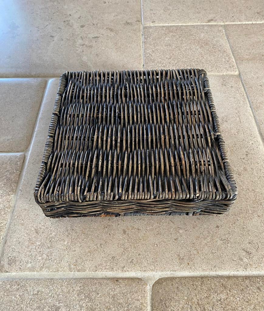 Rieten plantentrolley plantenonderzetter met 4 zwenkwieltjes, 25 tot 40 cm, Overige materialen, Vierkant, Ophalen of Verzenden