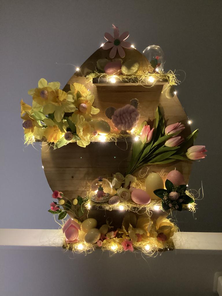 Prachtige grote versierde houten paasei met verlichting, Ophalen of Verzenden, Nieuw