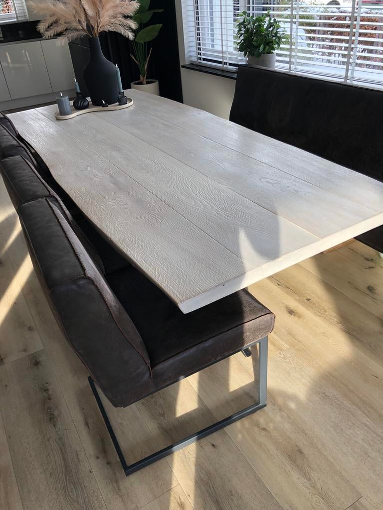 Te koop eettafel/bankje/stoelen/velvetstoelen, Huis en Inrichting, Tafels | Eettafels, 200 cm of meer, Rechthoekig, Ophalen of Verzenden