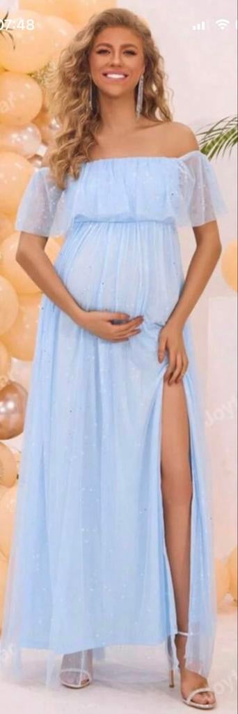 Prachtige Zwangerschapsjurk voor Fotoshoot, Kleding | Dames, Positiekleding, Zo goed als nieuw, Jurk, Maat 42/44 (L), Blauw, Ophalen of Verzenden