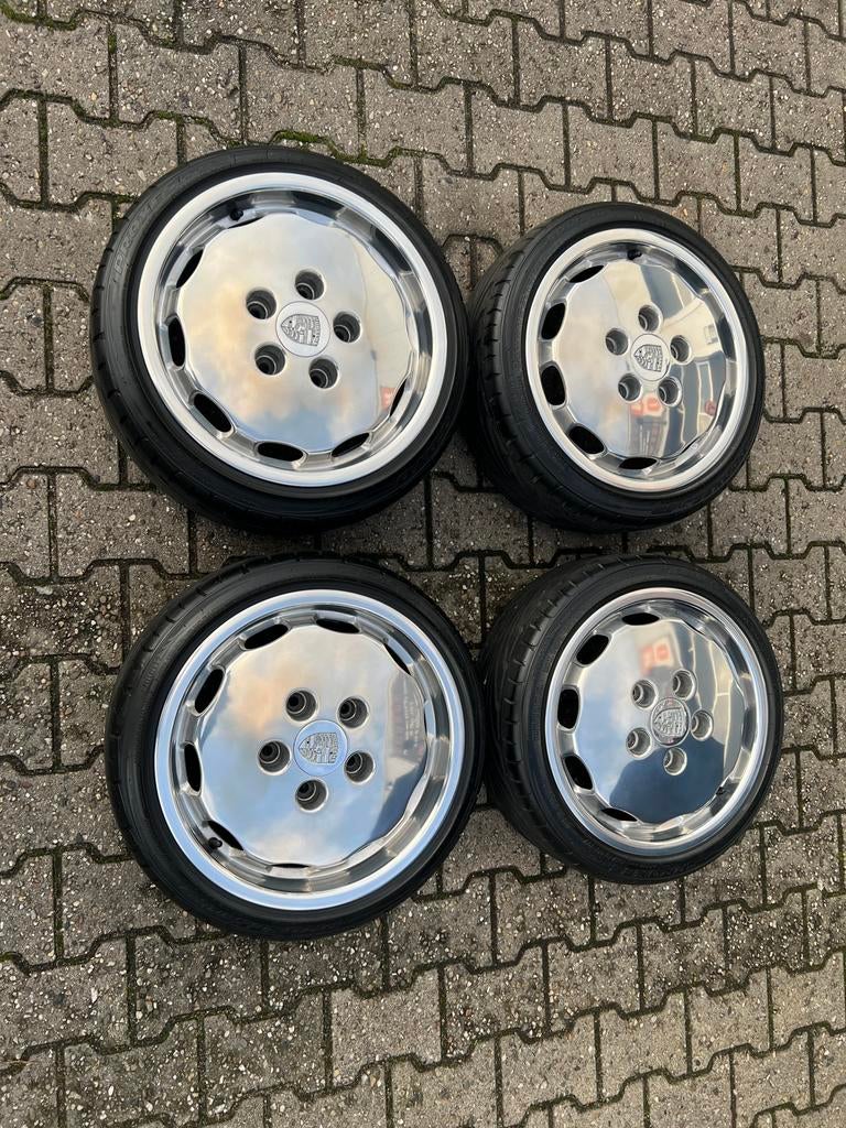 Porsche 16inch velgen 5x130 met adapters voor VW Golf 2 GTi, Auto diversen, Autosport-onderdelen, Zo goed als nieuw, Ophalen