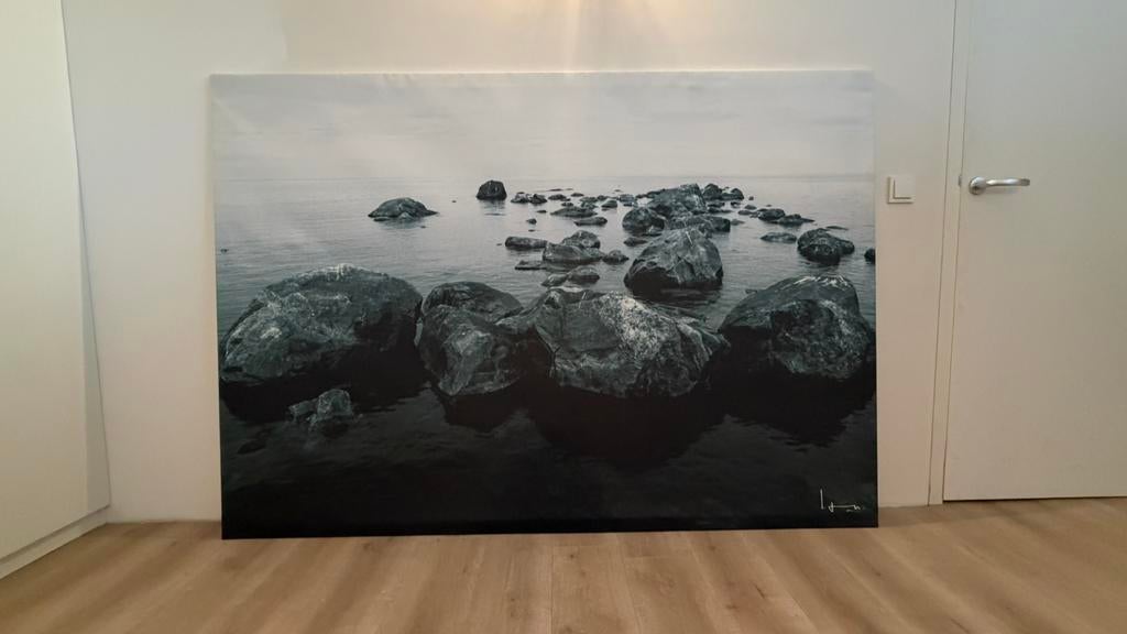 Canvas doek stenen in water IKEA 2 stuks, Ophalen, 125 cm of meer, Zo goed als nieuw, Schilderij