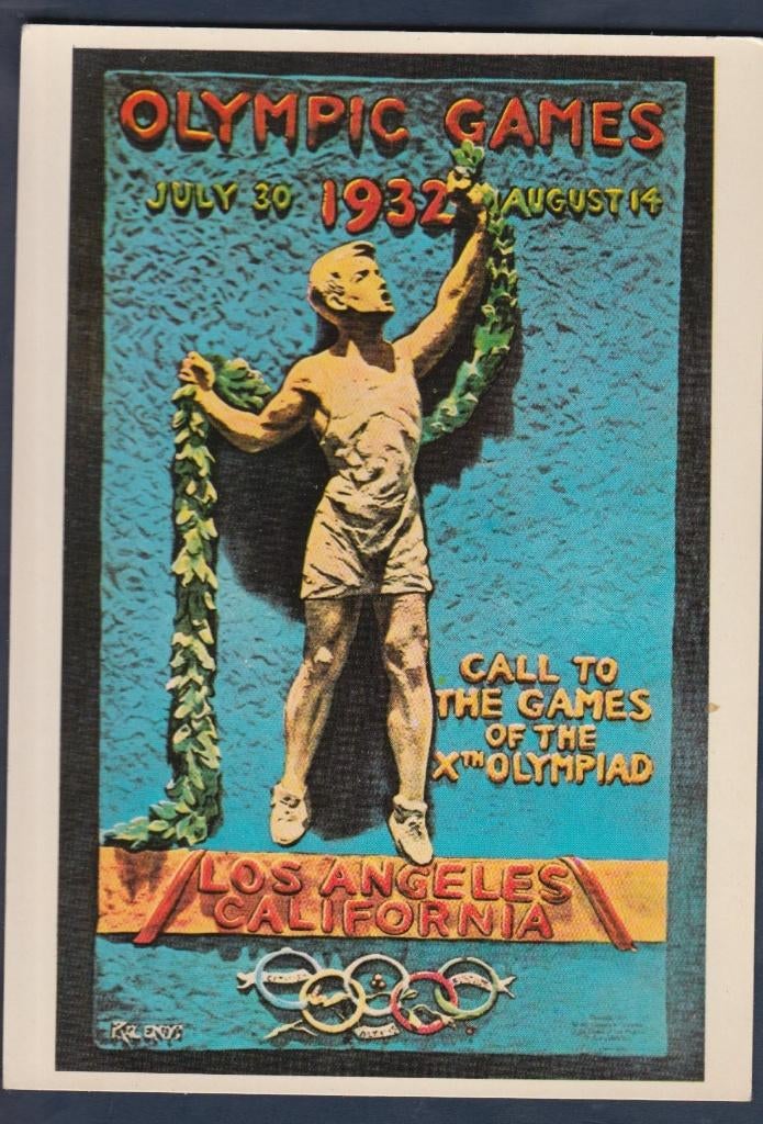 Olympische Spelen 1932 Los Angeles Californie  Antik Prints, Ophalen of Verzenden, 1920 tot 1940, Ongelopen, Overige thema's