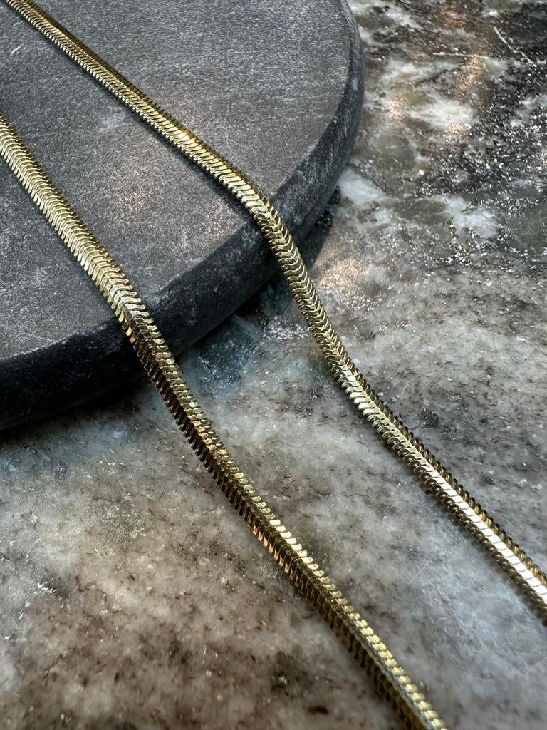 14k Gouden Slangen Collier, Ophalen of Verzenden, Nieuw, Goud, Goud