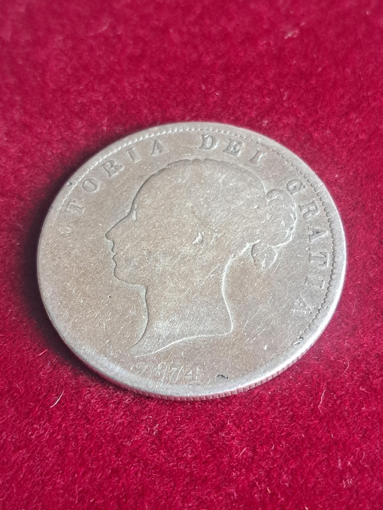 1874 Engeland half crown in zilver Victoria, Verzenden, Overige landen, Losse munt, Zilver