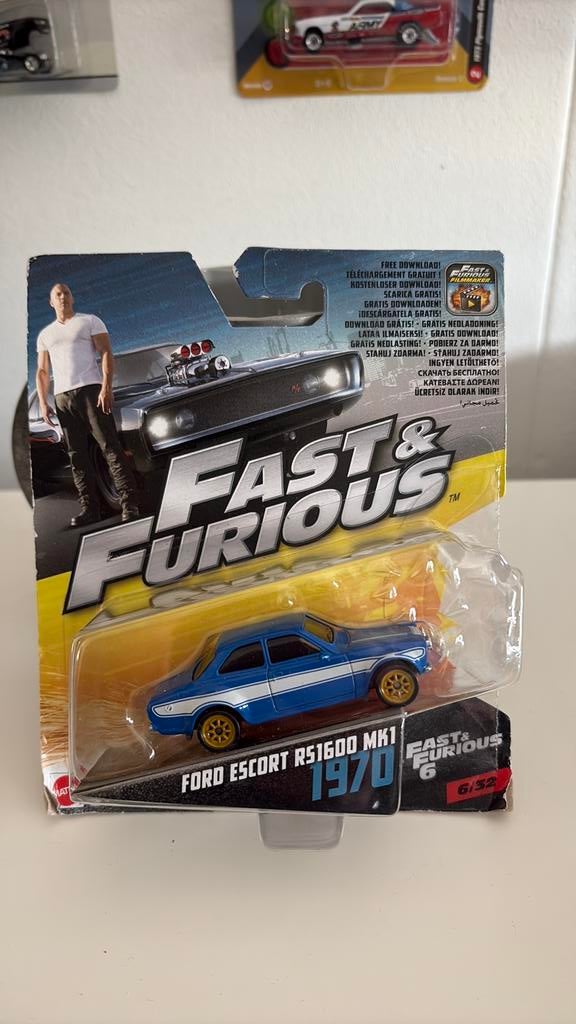 Mattel Ford Escort  RS 1600MK1 1/64 F&F, Ophalen of Verzenden, Nieuw, Auto