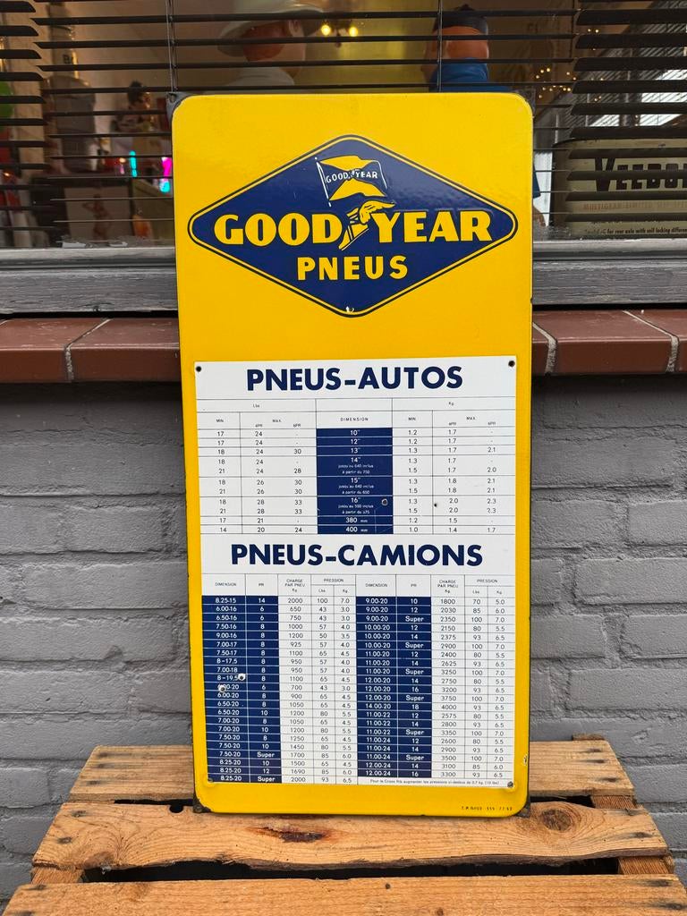 Vintage Goodyear Pneus Emaille Reclamebord, Verzamelen, Merken en Reclamevoorwerpen, Reclamebord, Gebruikt, ., Ophalen of Verzenden