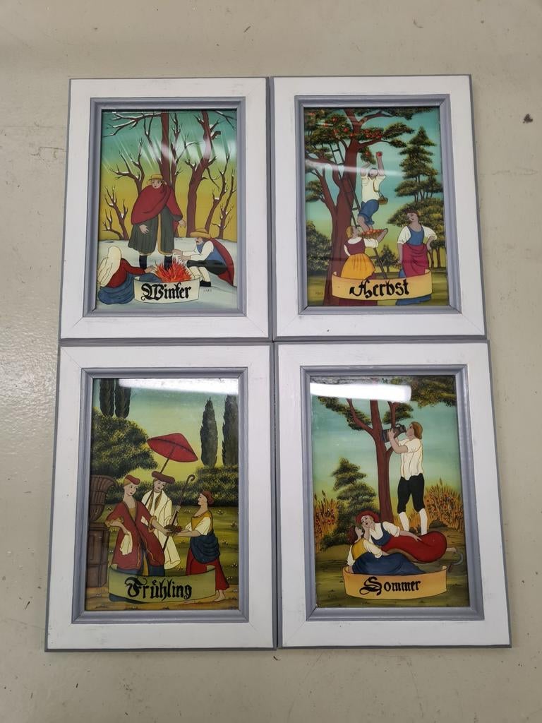 Set van 4 Seizoenen Schilderijen, Antiek en Kunst, Ophalen of Verzenden