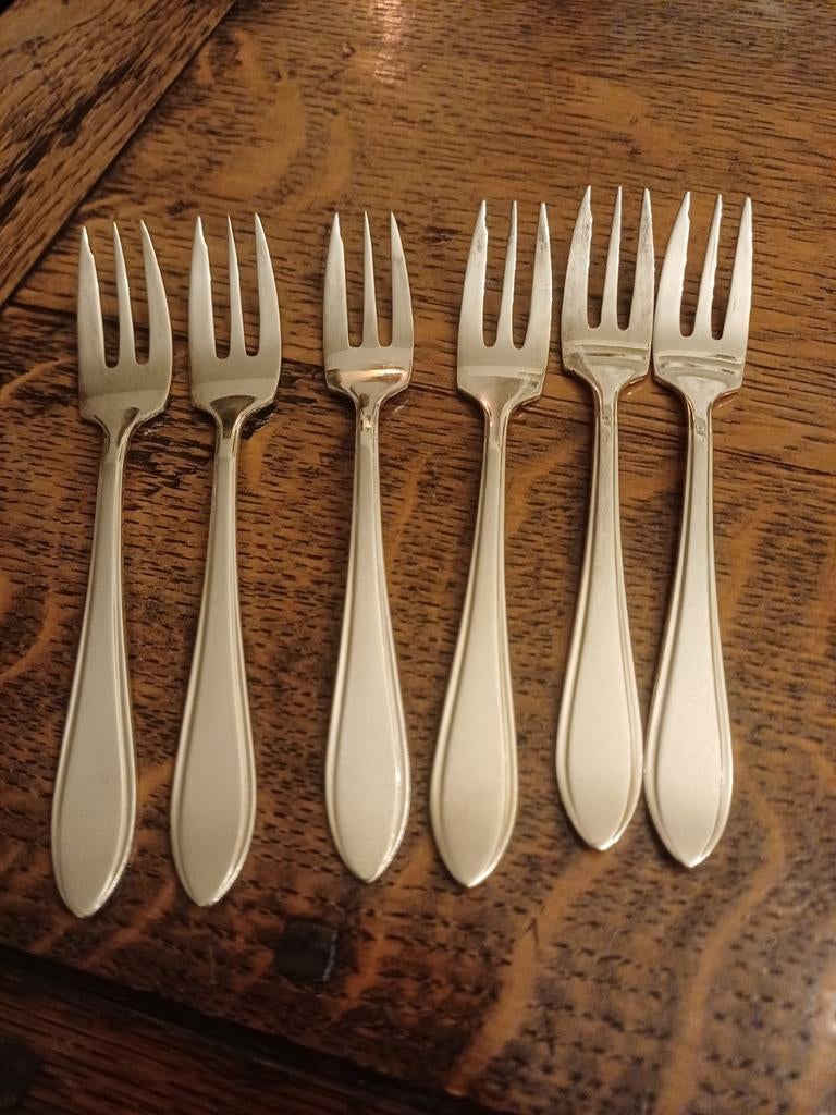 Verzilverde Gebaksvorkjes - Set van 6, Ophalen of Verzenden