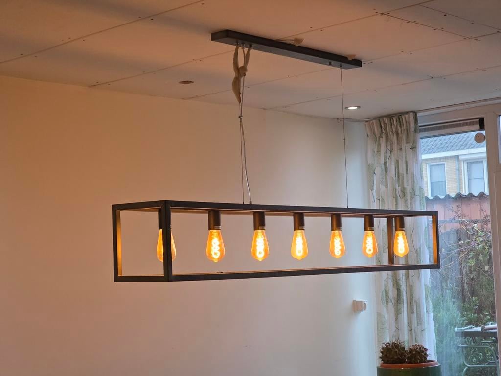 Industriële Hanglamp inclusief 7 Filament Lampen, Ophalen, Overige typen, Zo goed als nieuw, Minder dan 100 cm