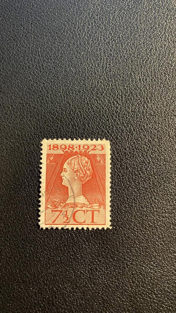 NVPH 123 gestempeld (met plakker), Postzegels en Munten, Ophalen of Verzenden, T/m 1940, Gestempeld