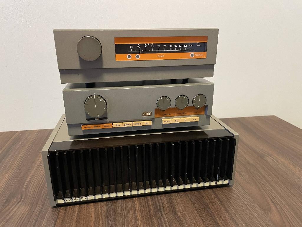 Quad 405 + Quad 33 + Quad FM 3, Audio, Tv en Foto, Versterkers en Receivers, Gebruikt, Stereo, 120 watt of meer, Overige merken
