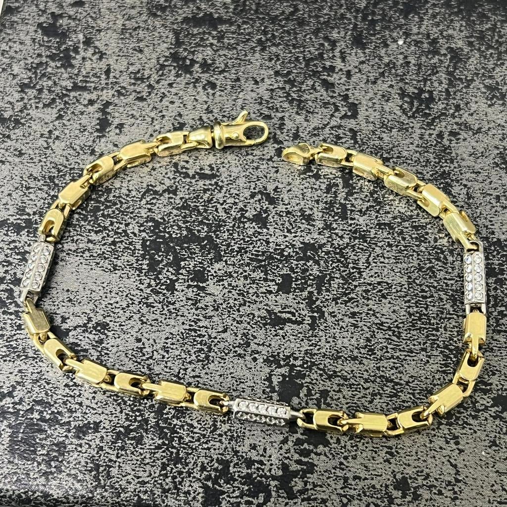 14 karaat gouden armband massief monte carlo schakel, Ophalen of Verzenden, Zo goed als nieuw, Goud
