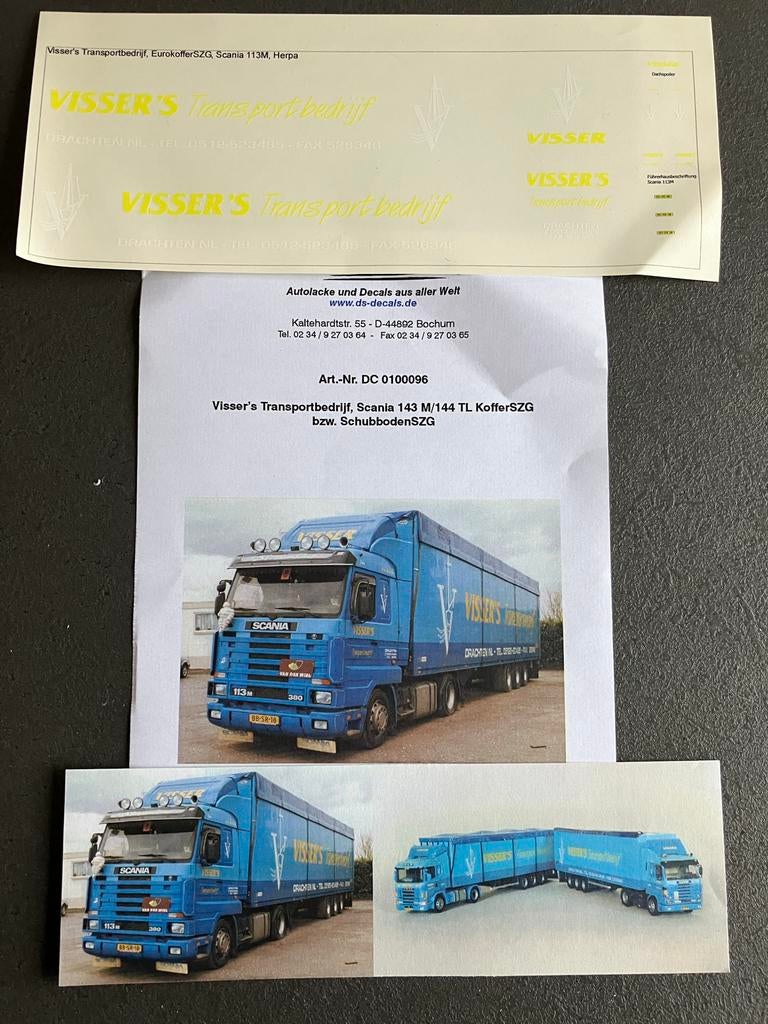 Decals 1:87 Visser Drachten Scania, Ophalen of Verzenden, Nieuw, Bus of Vrachtwagen, Overige merken