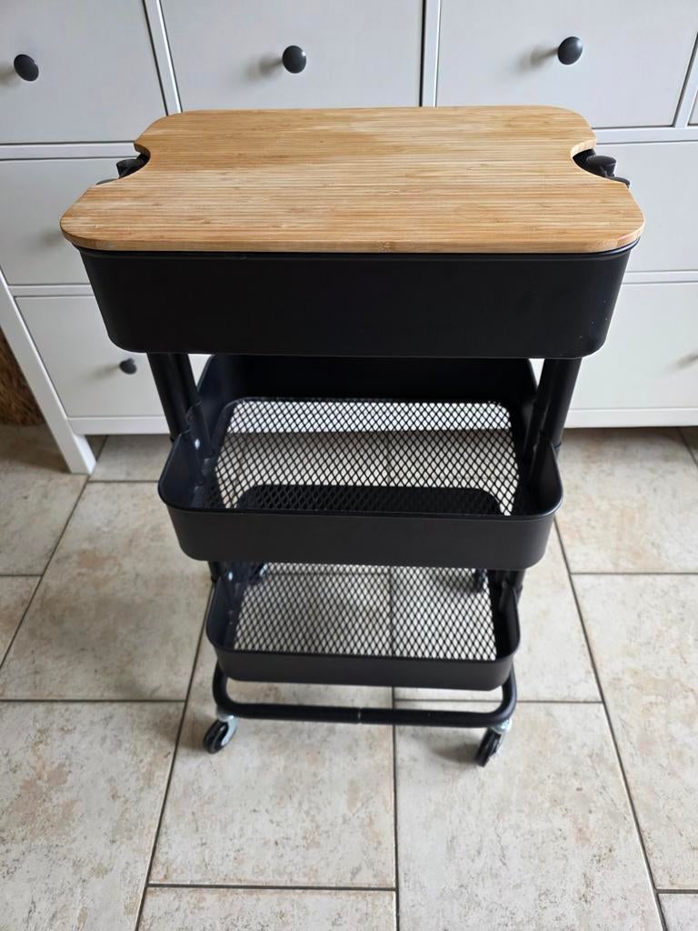 IKEA RASKOG rolwagen/keukentrolley met bamboedeksel, Ophalen, Zo goed als nieuw