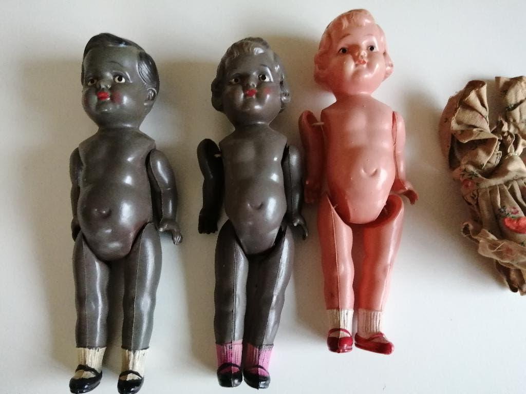 3x antiek pop 1 jonge en 2 meisjes van celluloid, Ophalen of Verzenden