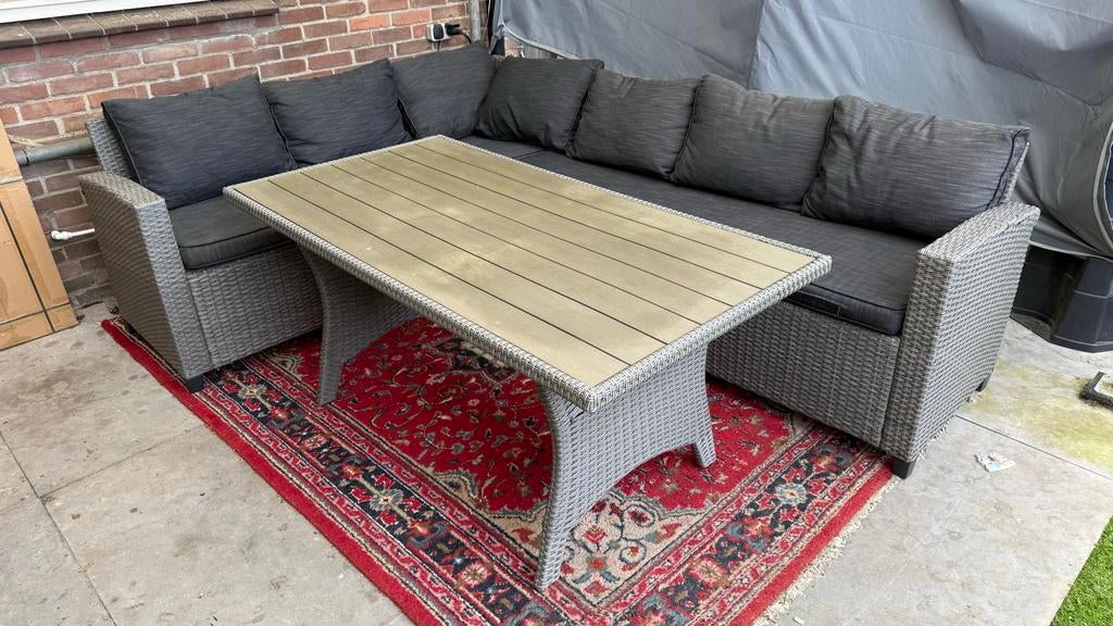 Loungeset met tafel, Tuin en Terras, Tuinsets en Loungesets, Ophalen, 5 zitplaatsen, Gebruikt, Loungeset