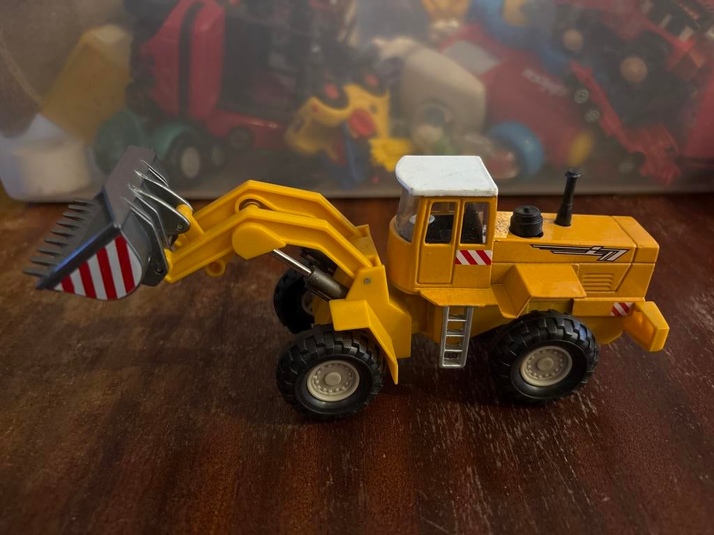 Gele speelgoed graafmachine met schep, Ophalen of Verzenden, Gebruikt