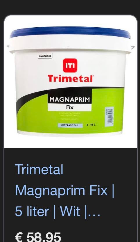 5 Liter voorstrijk fix trimetal, Doe-het-zelf en Verbouw, Verf, Beits en Lak, Ophalen of Verzenden, Nieuw, Wit