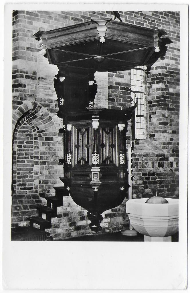 Oldeberkoop Kansel en Doopvont Ansichtkaart ( B6761), Ophalen of Verzenden, 1960 tot 1980, Gelopen, Noord-Brabant