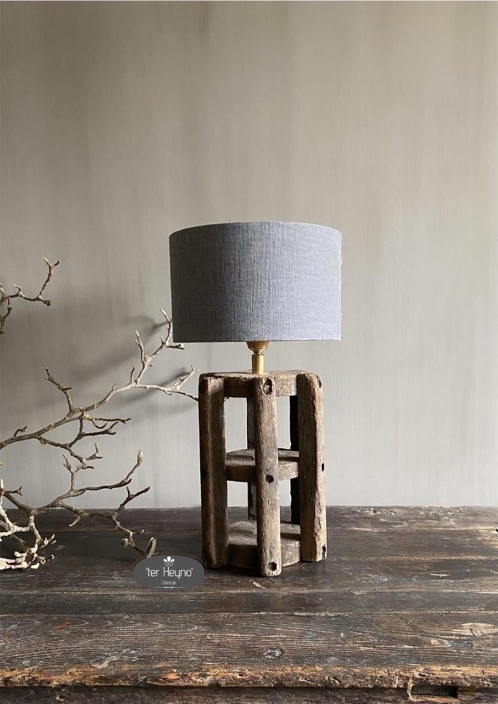 Houten Cotton Mill lamp Aura Peeperkorn stoer sober wonen, Verzenden, Nieuw, Hout, Landelijk