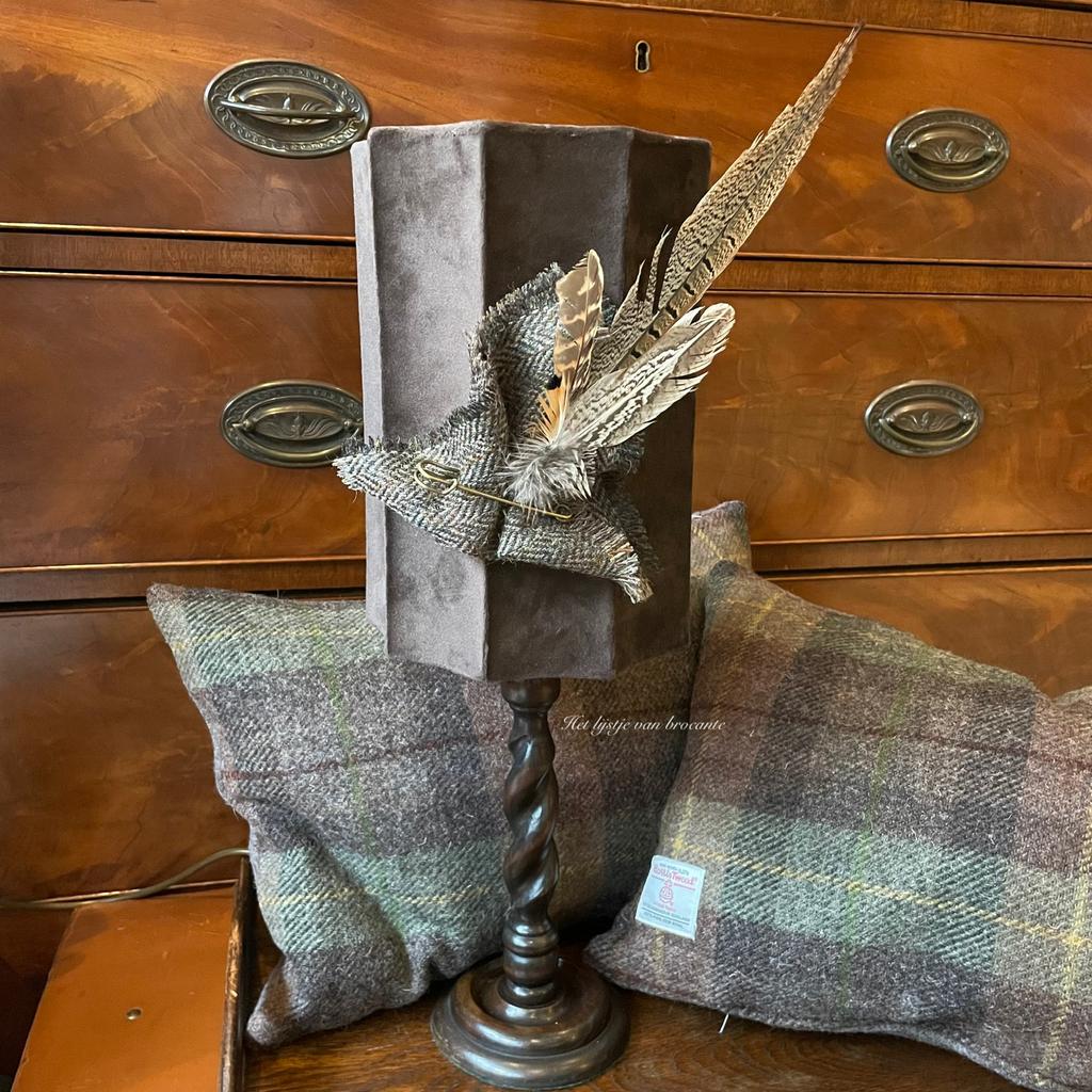 Engels antieke Barley Twist lamp met kap, Ophalen of Verzenden