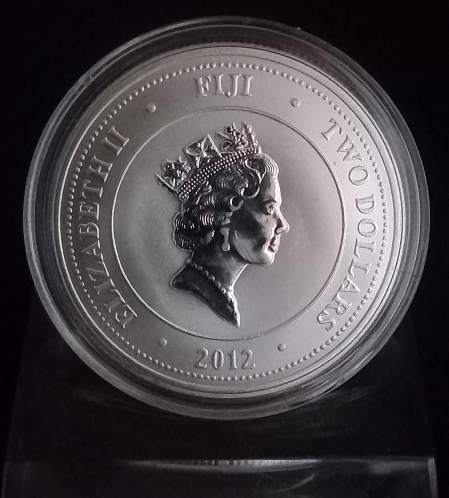 2012 Fiji Zilveren Schildpad Munt - Elizabeth II, Ophalen of Verzenden