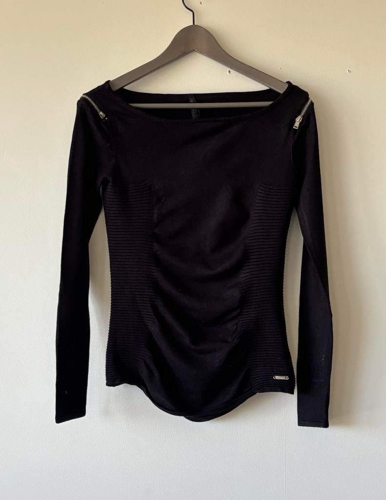 Zwarte Guess trui met ritsjes, maat S, Kleding | Dames, Truien en Vesten, Ophalen of Verzenden, Zo goed als nieuw, Maat 36 (S)