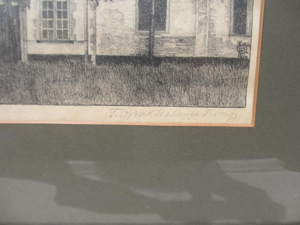 Litho T.G.M. van Hettinga Tromp /begijnhof Brugge 1929, Ophalen of Verzenden