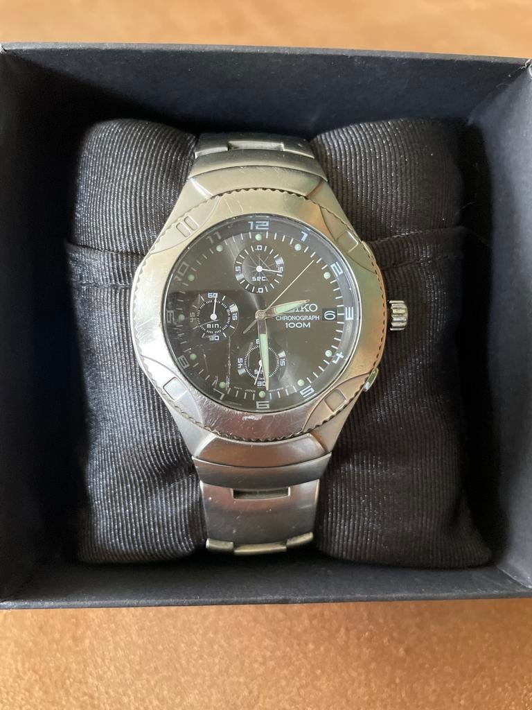 Seiko Chronograph 100M Herenhorloge - Gebruikt, Ophalen of Verzenden, Gebruikt