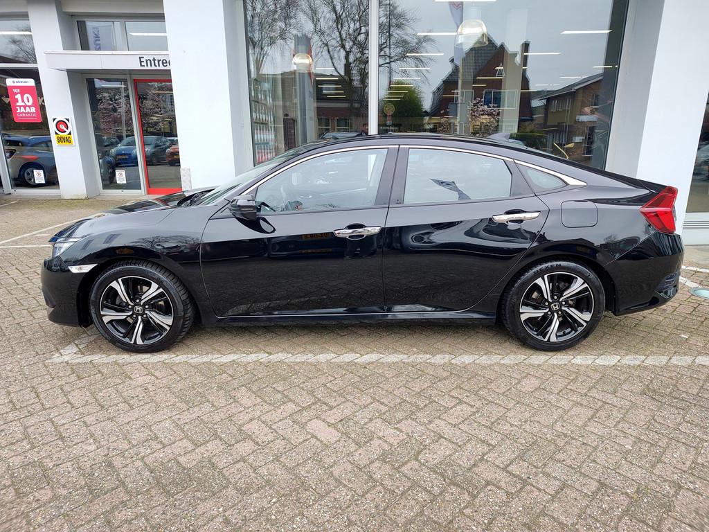 Honda Civic 1.5 i-VTEC EXECUTIVE AUTOMAAT Leder | Dodehoekse, Auto's, Honda, 4 cilinders, Met garantie (alle), Zwart, Leder