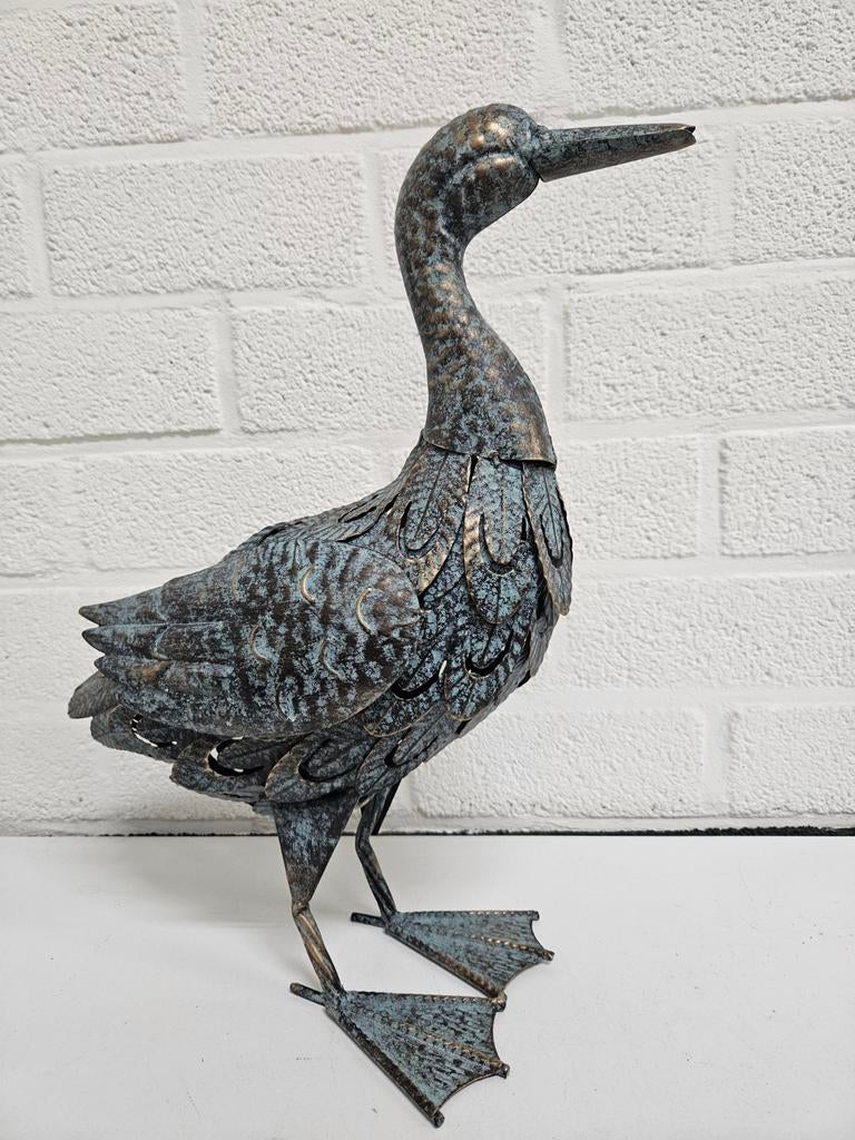 METALEN EEND / GANS , HOOGTE 44 CM , TERRAS , TUIN , NIEUW, Tuin en Terras, Tuinbeelden, Ophalen, Nieuw, Metaal, Dierenbeeld