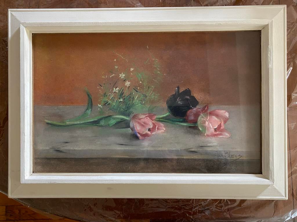 Pasteltekening '3 Rozen' van Jan Bleys - 40x25 cm, Ophalen of Verzenden