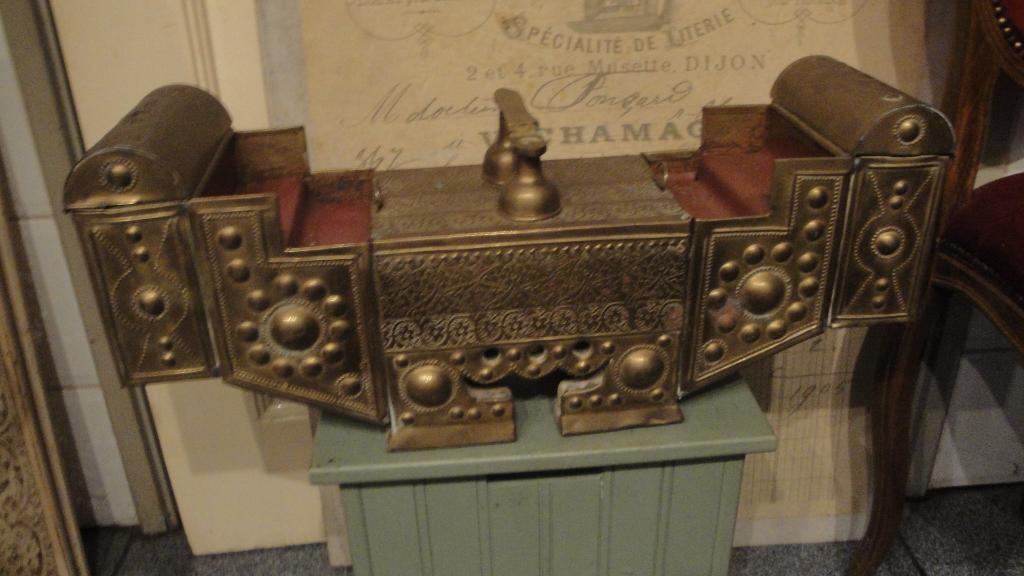 messing schoenpoetskist doos antiek, Antiek en Kunst, Antiek | Koper en Brons, Ophalen of Verzenden, Koper