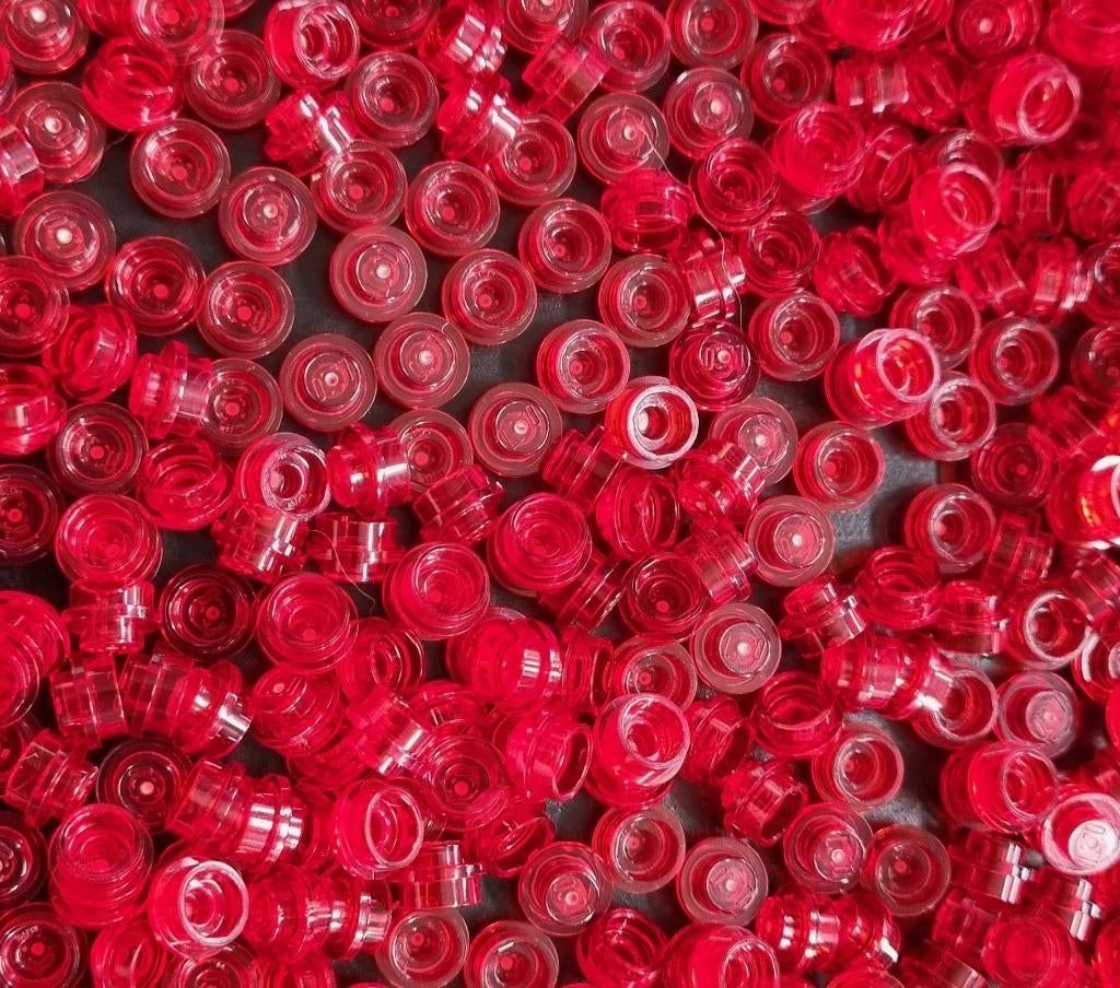 Lego 1x1 round plate, Transparant red (per 100), Ophalen of Verzenden, Nieuw, Losse stenen, Lego