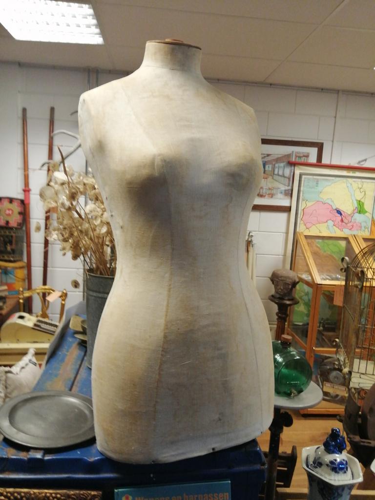 Oude franse paspop buste in mooie geleefde staat 85 cm, Antiek en Kunst, Ophalen of Verzenden