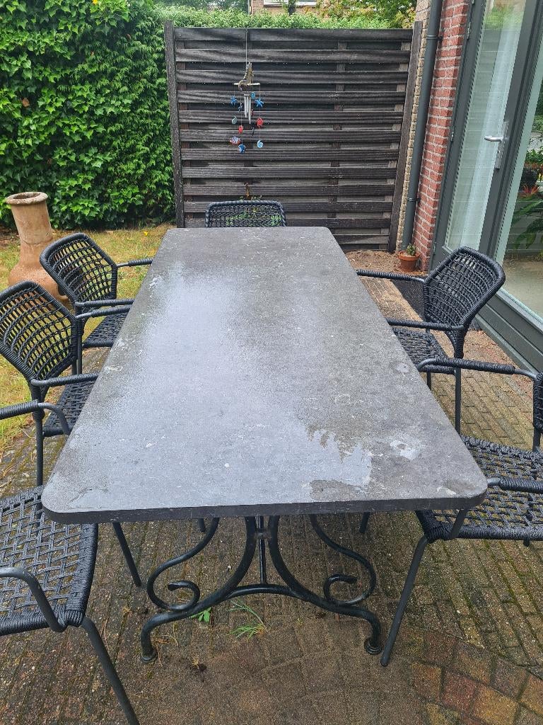 Prachtige Belgisch hardsteen tuintafel, Ophalen, Zo goed als nieuw, Rechthoekig, Overige materialen