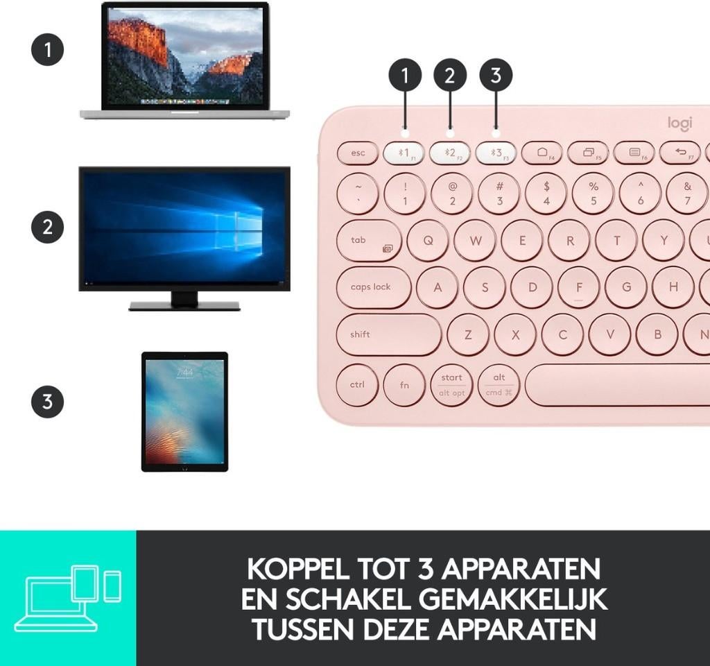 Logitech K380 - Draadloos Toetsenbord - Roze, Computers en Software, Toetsenborden, Theodoor Colenbranderhof 9, 3059LC Rotterdam, Nederland