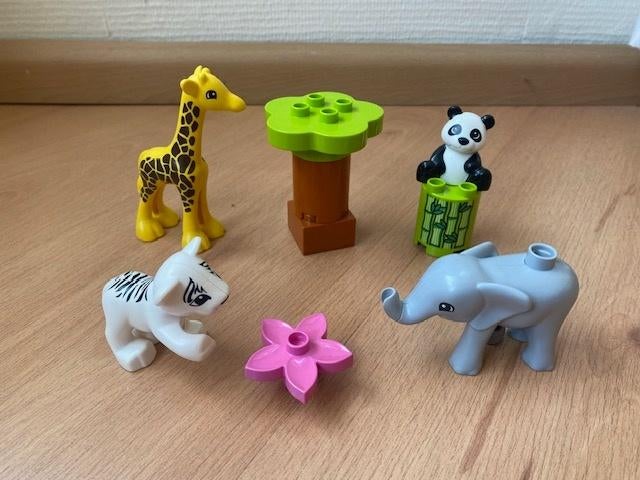 Duplo, babydieren: panda olifant giraffe tijger, set 10904, Ophalen of Verzenden, Gebruikt, Complete set, Duplo