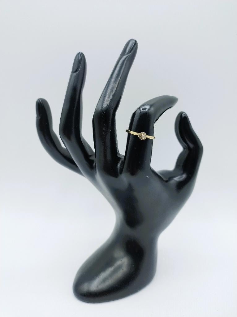 Gouden solitairring met diamant, 17 mm, Gebruikt, Info@zilverwebsite.nl, Verzenden, 17 tot 18