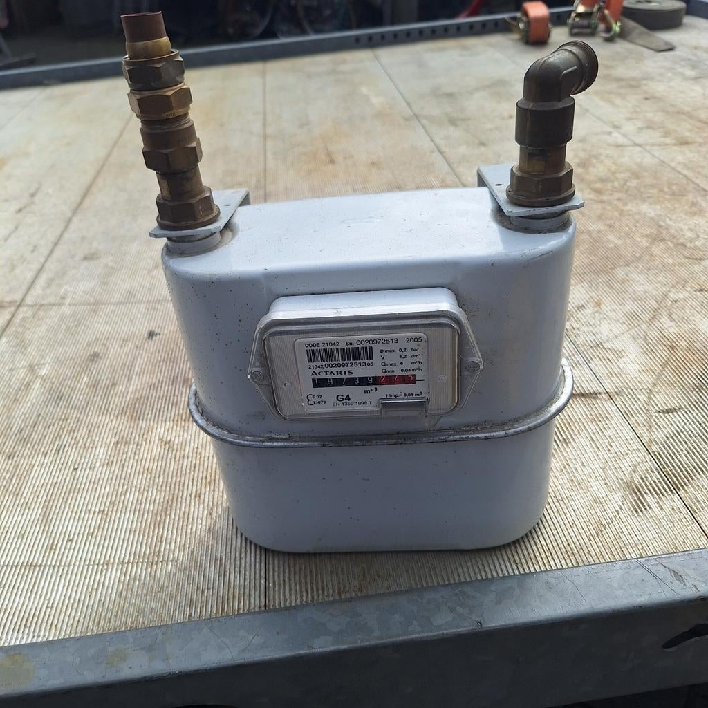 G4 gasmeter met koppelingen en beugel, Doe-het-zelf en Verbouw, Ophalen of Verzenden, Gebruikt
