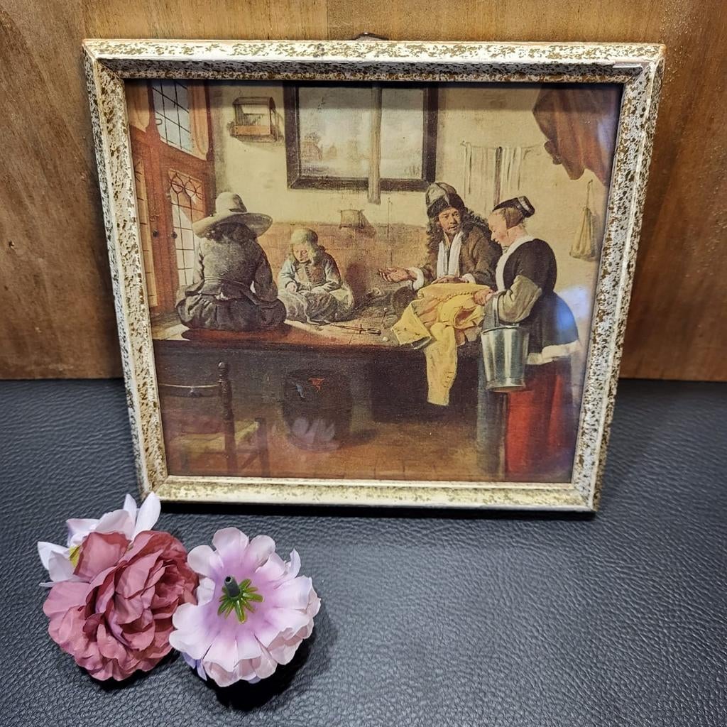 Reproductie Brekelenkam, Kleermakers werkplaats 17x16 cm, Ophalen of Verzenden